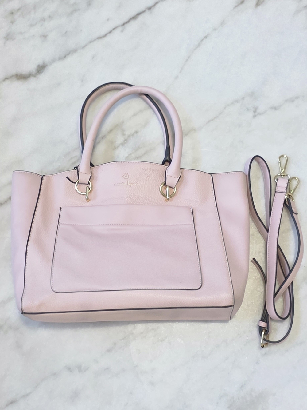 Nanette Lepore Pink Pebbled Leather Tote with Crossbody Strap - Picture 6 of 13